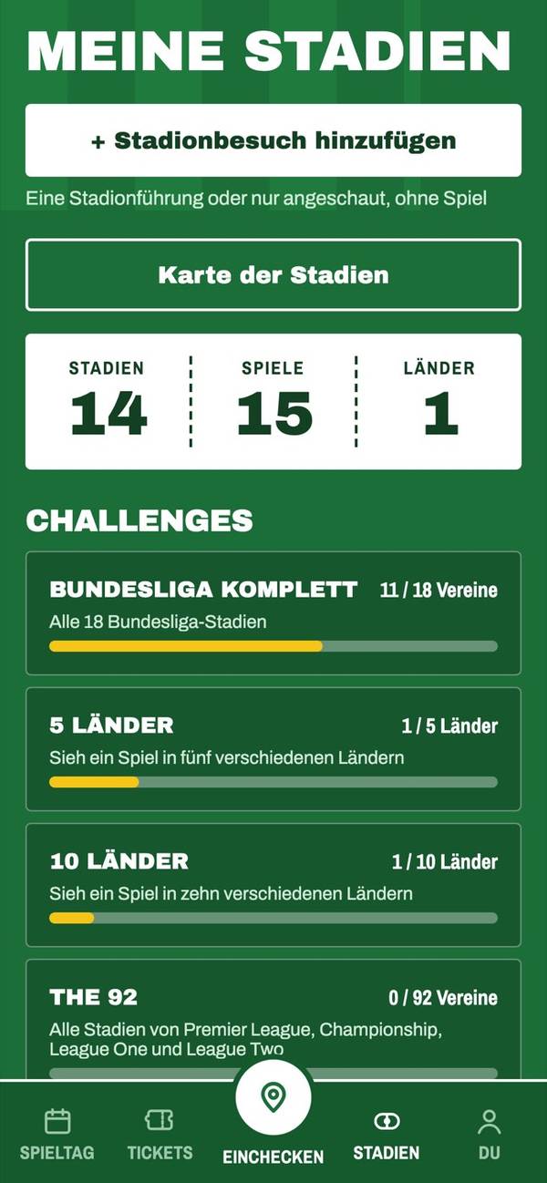 Stadien mit Summen und Challenges